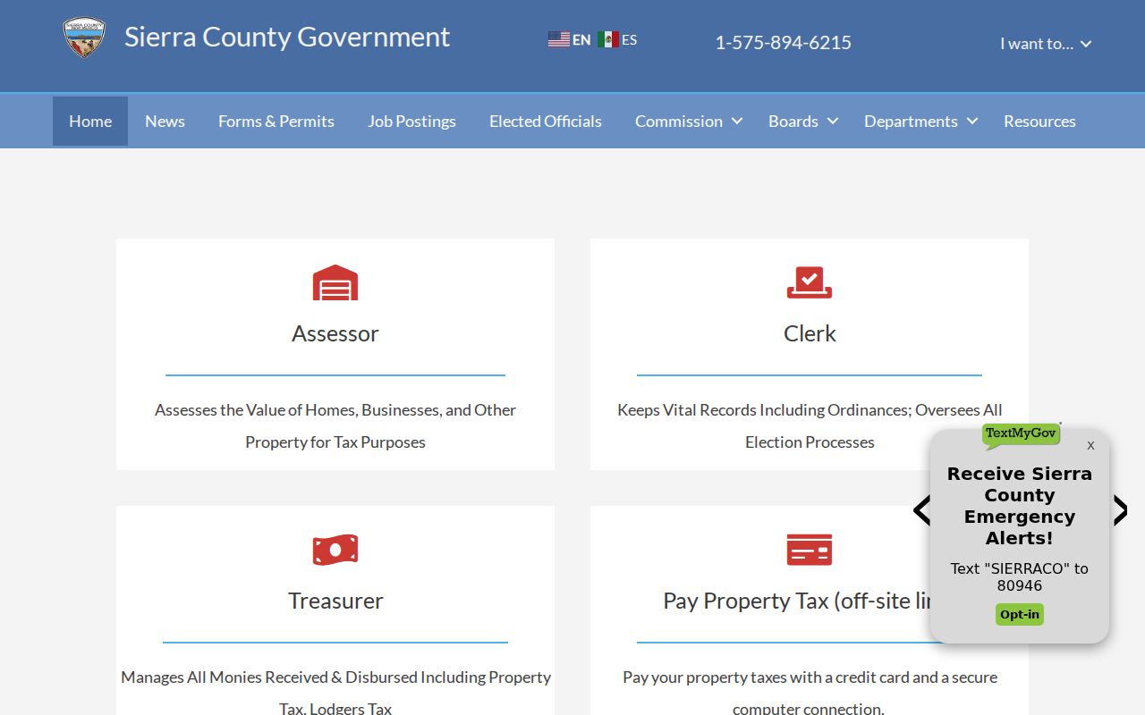 Official Sierra County government homepage for local criminal records offices