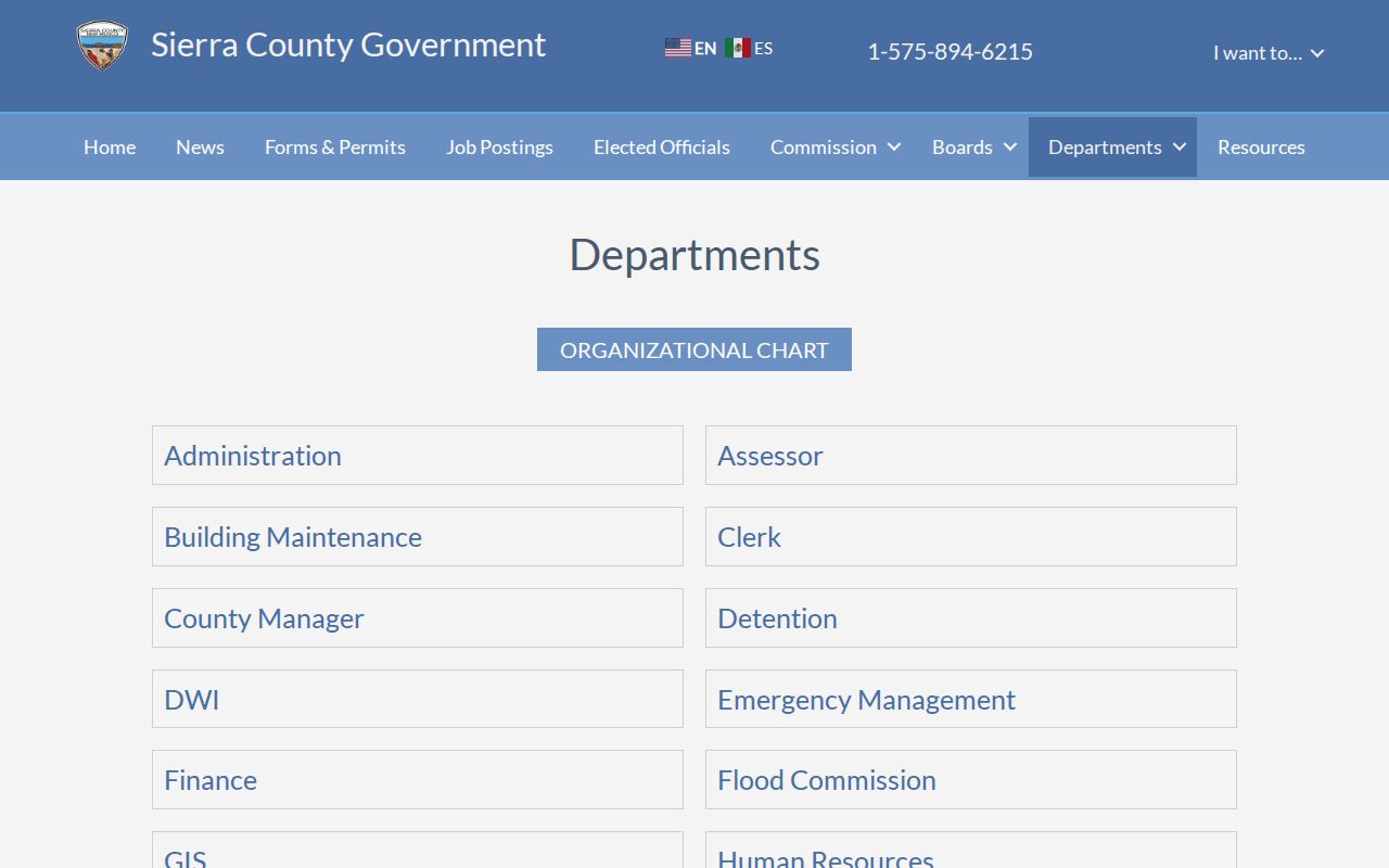 Sierra County department directory listing local record custodians