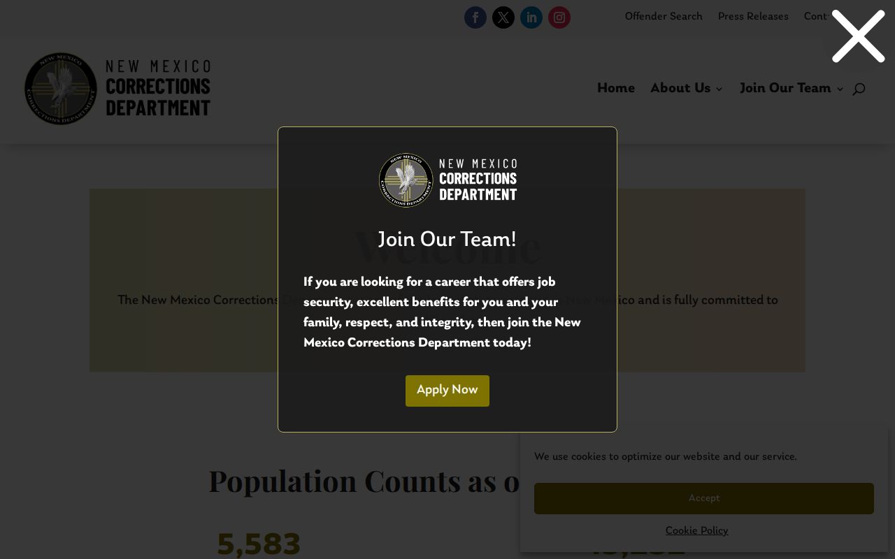 New Mexico Corrections Department official website