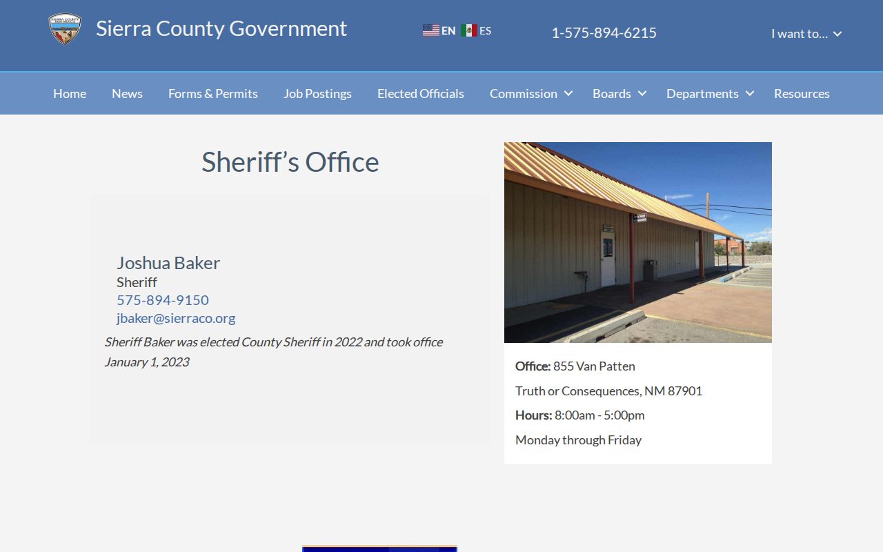 Sierra County arrest history records on the Sheriff Office website
