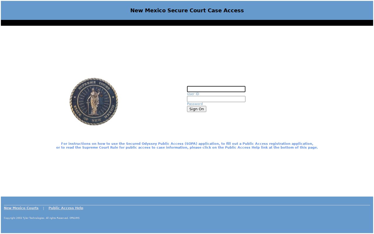 Sierra County criminal court secured Odyssey access login