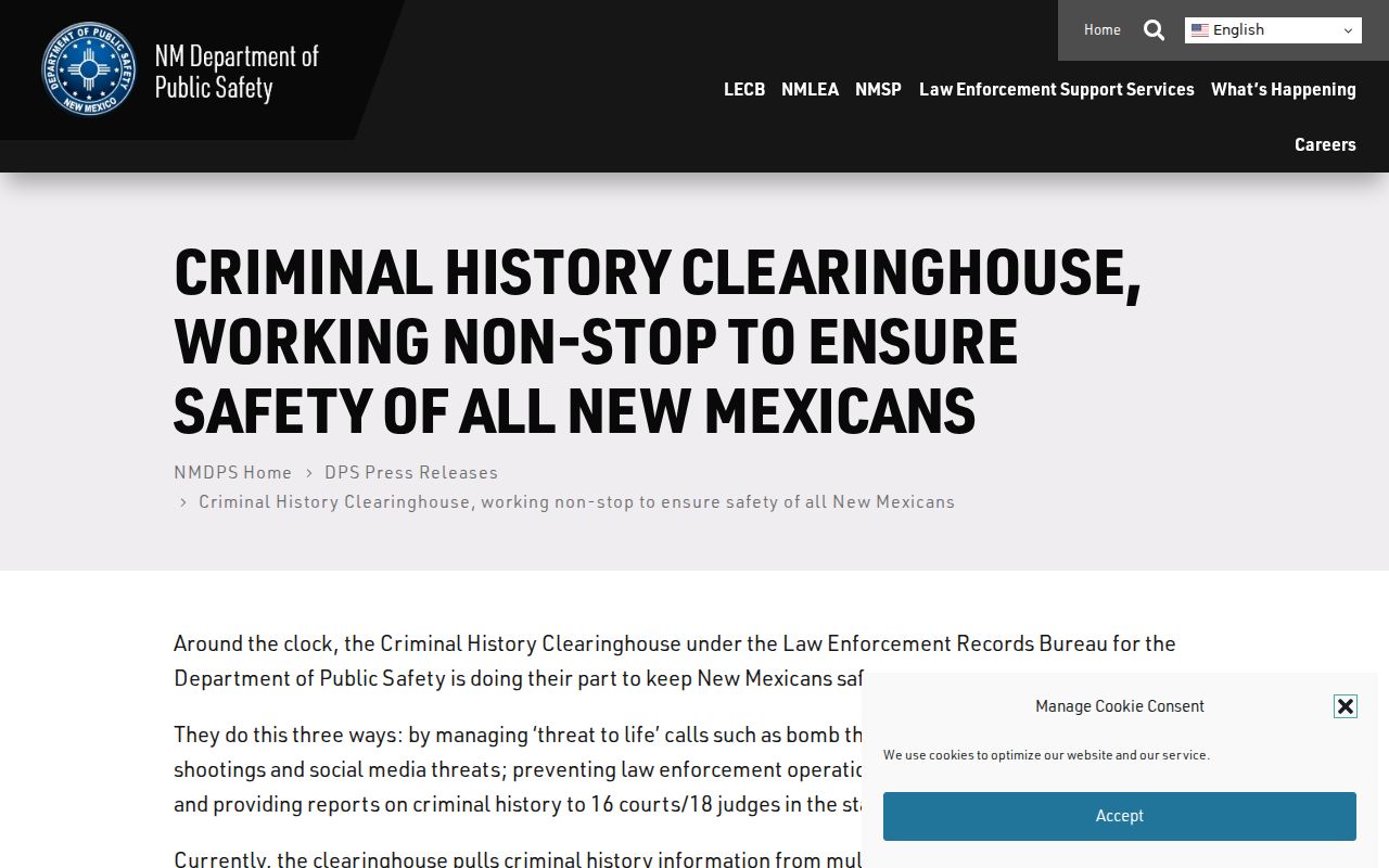 Sierra County sex offender registry status in the NMDPS Criminal History Clearinghouse